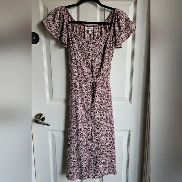 Monteau Floral Print Rust Dress, Size S - Picture 1 of 7